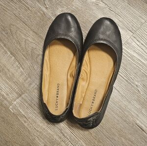 Lucky Brand Women's Black Leather Ballet Flats